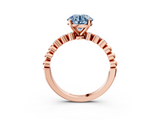 Rose gold Fancy Blue Round  Solitaire Bezel Accent Diamond Engagement Ring with Beaded Band and Four-Prong Setting_44
