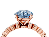 Rose gold Fancy Blue Round  Solitaire Bezel Accent Diamond Engagement Ring with Beaded Band and Four-Prong Setting_45