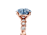 Rose gold Fancy Blue Round  Solitaire Bezel Accent Diamond Engagement Ring with Beaded Band and Four-Prong Setting_46