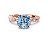Rose gold Fancy Blue Round  Solitaire Bezel-Set Diamond Ring with Beaded Band and Four-Prong Setting_32