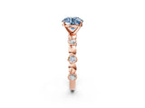 Rose gold Fancy Blue Round  Solitaire Bezel-Set Diamond Ring with Beaded Band and Four-Prong Setting_34
