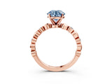 Rose gold Fancy Blue Round  Solitaire Bezel-Set Diamond Ring with Beaded Band and Four-Prong Setting_35