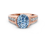 Rose gold Fancy Blue Round  Solitaire Bezel-Set Diamond Ring with Channel-Set Band_39