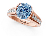 Rose gold Fancy Blue Round  Solitaire Bezel-Set Diamond Ring with Channel-Set Band_40