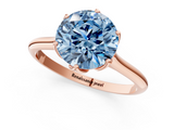 Rose gold Fancy Blue Round  Solitaire Cathedral Diamond Ring with Six-Prong Setting_18