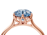 Rose gold Fancy Blue Round  Solitaire Cathedral Diamond Ring with Six-Prong Setting_21
