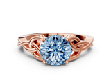 Rose gold Fancy Blue Round  Solitaire Celtic Knot Engagement Ring with Four-Prong Setting_42