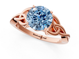 Rose gold Fancy Blue Round  Solitaire Celtic Knot Engagement Ring with Four-Prong Setting_43