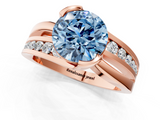 Rose gold Fancy Blue Round  Solitaire Channel-Set Split Shank Ring with Tension Prong Setting_4