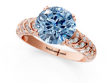Rose gold Fancy Blue Round  Solitaire Chevron Pave Diamond Engagement Ring with Six-Prong Setting_4