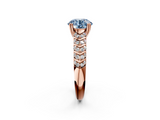 Rose gold Fancy Blue Round  Solitaire Chevron Pave Diamond Engagement Ring with Six-Prong Setting_5