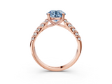 Rose gold Fancy Blue Round  Solitaire Chevron Pave Diamond Engagement Ring with Six-Prong Setting_6