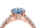 Rose gold Fancy Blue Round  Solitaire Chevron Pave Diamond Engagement Ring with Six-Prong Setting_7