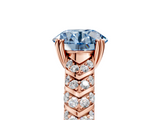 Rose gold Fancy Blue Round  Solitaire Chevron Pave Diamond Engagement Ring with Six-Prong Setting_8