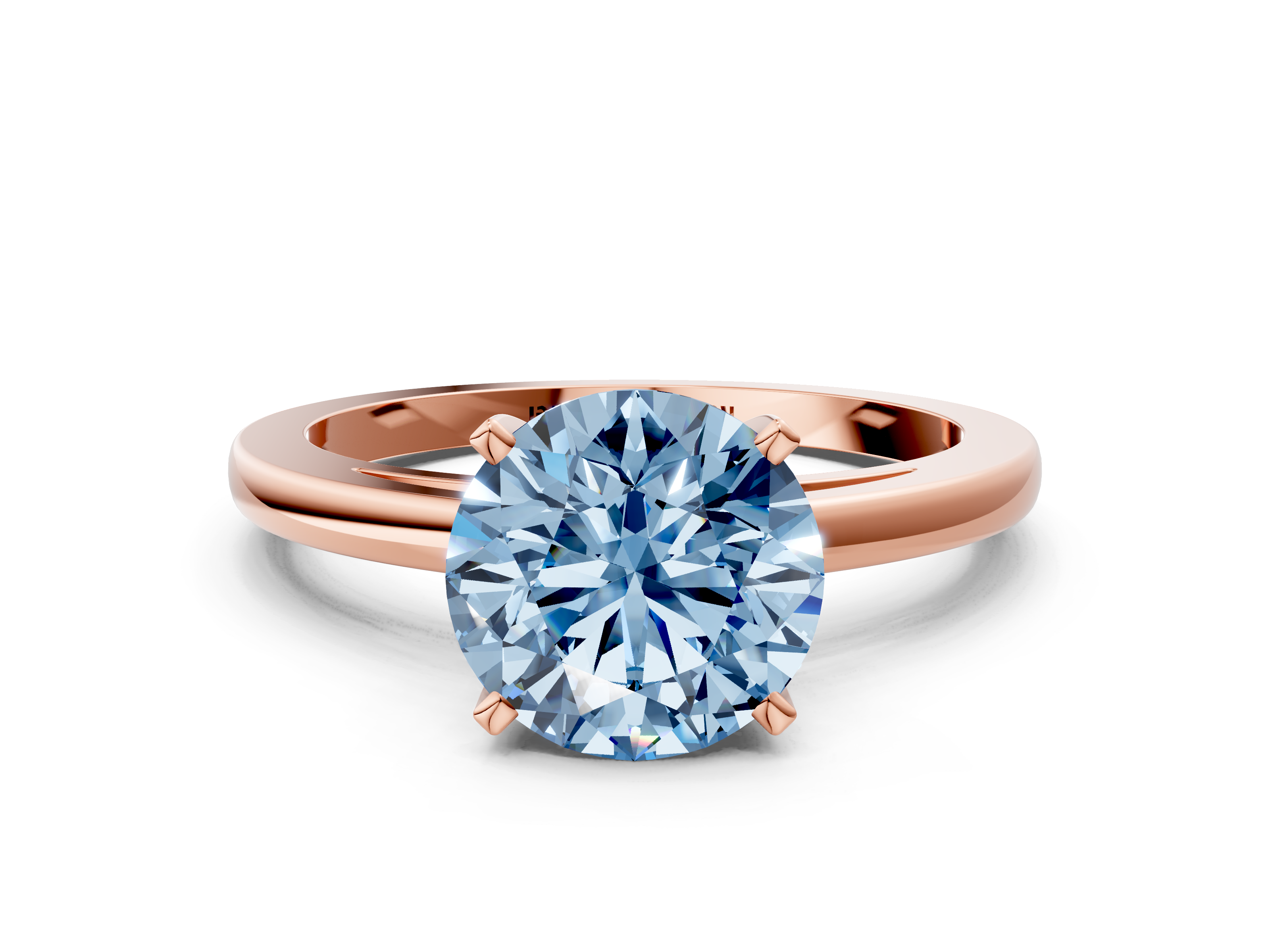 Rose gold Fancy Blue Round  Solitaire Diamond Engagement Ring with Four-Prong Setting on a Classic Band_3