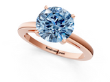 Rose gold Fancy Blue Round  Solitaire Diamond Engagement Ring with Four-Prong Setting on a Classic Band_4