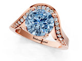 Rose gold Fancy Blue Round  Solitaire Diamond Engagement Ring with Pave Band and Four-Prong Setting 2