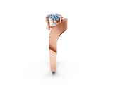 Rose gold Fancy Blue Round  Solitaire Diamond Engagement Ring with Pave Band and Four-Prong Setting 3