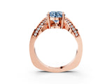 Rose gold Fancy Blue Round  Solitaire Diamond Engagement Ring with Pave Band and Four-Prong Setting 4