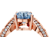 Rose gold Fancy Blue Round  Solitaire Diamond Engagement Ring with Pave Band and Four-Prong Setting 5