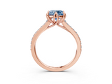 Rose gold Fancy Blue Round  Solitaire Diamond Engagement Ring with Pave Band and Six-Prong Setting_23