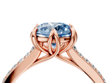 Rose gold Fancy Blue Round  Solitaire Diamond Engagement Ring with Pave Band and Six-Prong Setting_24
