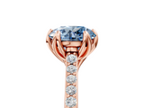 Rose gold Fancy Blue Round  Solitaire Diamond Engagement Ring with Pave Band and Six-Prong Setting_25