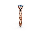 Rose gold Fancy Blue Round  Solitaire Diamond Engagement Ring with XO Engraved Band and Four-Prong Setting 2