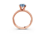 Rose gold Fancy Blue Round  Solitaire Diamond Engagement Ring with XO Engraved Band and Four-Prong Setting 3