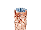 Rose gold Fancy Blue Round  Solitaire Diamond Leaf Vine Band with Prong Setting_33