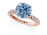 Rose gold Fancy Blue Round  Solitaire Diamond Pavé Band with Four-Prong Setting_29