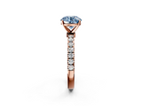 Rose gold Fancy Blue Round  Solitaire Diamond Pavé Band with Four-Prong Setting_30