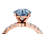 Rose gold Fancy Blue Round  Solitaire Diamond Pavé Band with Four-Prong Setting_32