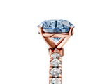 Rose gold Fancy Blue Round  Solitaire Diamond Pavé Band with Four-Prong Setting_33