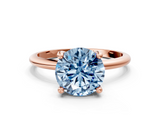 Rose gold Fancy Blue Round  Solitaire Diamond Ring with 4-Prong Setting on a Classic Band_3