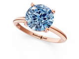 Rose gold Fancy Blue Round  Solitaire Diamond Ring with 4-Prong Setting on a Classic Band_4