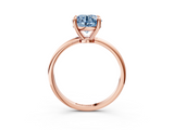 Rose gold Fancy Blue Round  Solitaire Diamond Ring with 4-Prong Setting on a Classic Band_6
