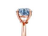 Rose gold Fancy Blue Round  Solitaire Diamond Ring with 4-Prong Setting on a Classic Band_8