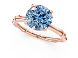 Rose gold Fancy Blue Round  Solitaire Diamond Ring with Bamboo Band and Four-Prong Setting_49