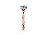 Rose gold Fancy Blue Round  Solitaire Diamond Ring with Bamboo Band and Four-Prong Setting_50