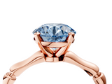 Rose gold Fancy Blue Round  Solitaire Diamond Ring with Bamboo Band and Four-Prong Setting_52