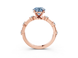 Rose gold Fancy Blue Round  Solitaire Diamond Ring with Bezel Set Side Stones and Prong Setting_6