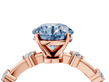 Rose gold Fancy Blue Round  Solitaire Diamond Ring with Bezel Set Side Stones and Prong Setting_7