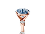 Rose gold Fancy Blue Round  Solitaire Diamond Ring with Bezel Set Side Stones and Prong Setting_8