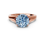 Rose gold Fancy Blue Round  Solitaire Diamond Ring with Cathedral Band and Four-Prong Setting_82