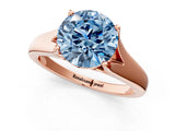 Rose gold Fancy Blue Round  Solitaire Diamond Ring with Cathedral Band and Four-Prong Setting_83