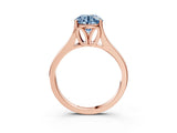 Rose gold Fancy Blue Round  Solitaire Diamond Ring with Cathedral Band and Four-Prong Setting_85