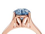 Rose gold Fancy Blue Round  Solitaire Diamond Ring with Cathedral Band and Four-Prong Setting_86