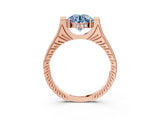 Rose gold Fancy Blue Round  Solitaire Diamond Ring with Channel Set Band and Bezel Prong Setting_59