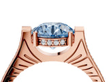 Rose gold Fancy Blue Round  Solitaire Diamond Ring with Channel Set Band and Bezel Prong Setting_60